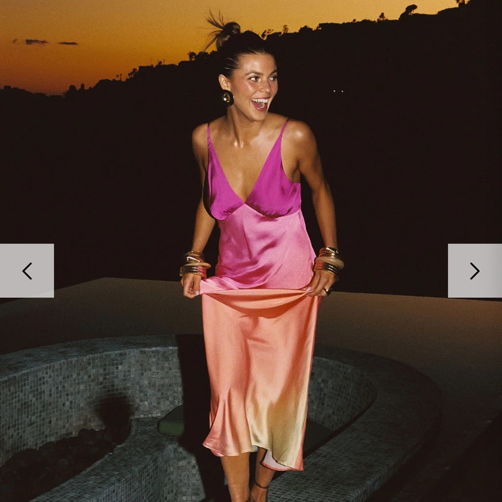12th Tribe Mirabella Pink Satin Sorbet Maxi Dress